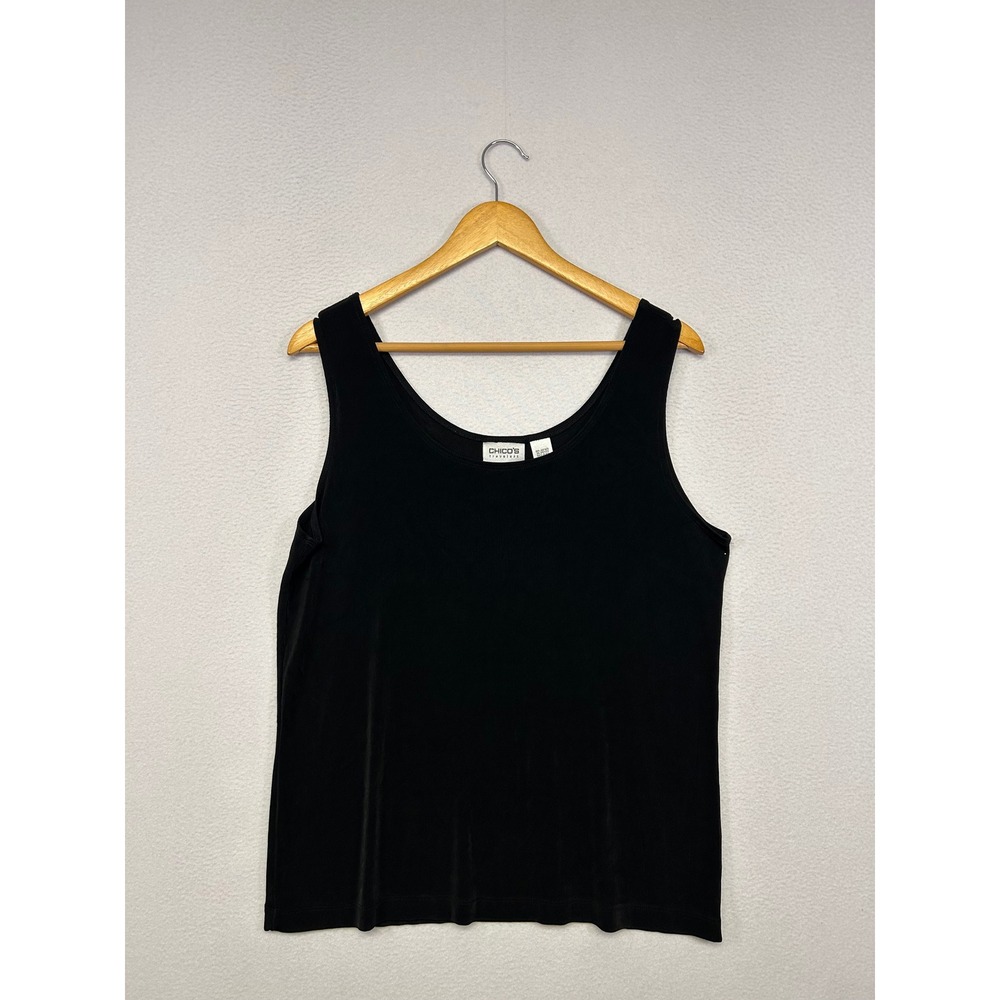 Minimalist Chico's Travelers Women Size 3 Black Scoop Neck Tank Top